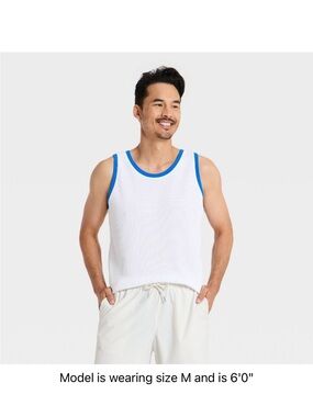 Goodfellow & Co White Tank Top with Blue Trim